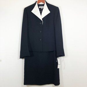 NWT! LE SUIT Black & White Midi Skirt & Blazer 8